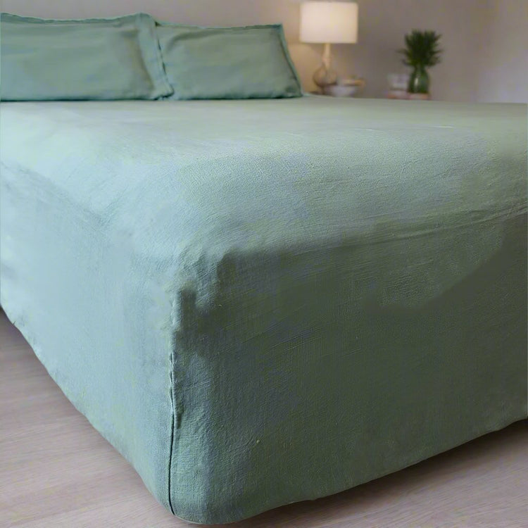 Aqua Indulgence Linen Fitted Sheet