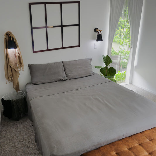 Charcoal Grove Linen Flatsheet Set