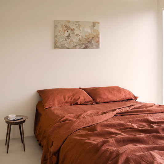 Earth Brown Linen Flatsheet Set