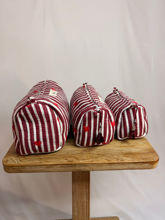 Cotton Quilted Cosmetic Bags - Set Of 3