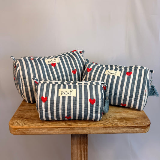 Cotton Quilted Cosmetic Bags - Set Of 3