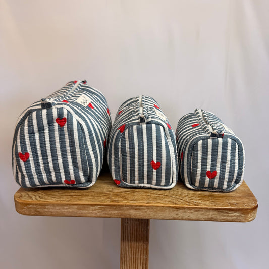 Cotton Quilted Cosmetic Bags - Set Of 3