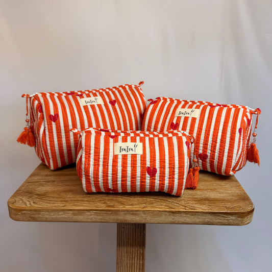 Cotton Quilted Cosmetic Bags - Set Of 3