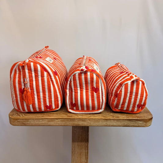 Cotton Quilted Cosmetic Bags - Set Of 3