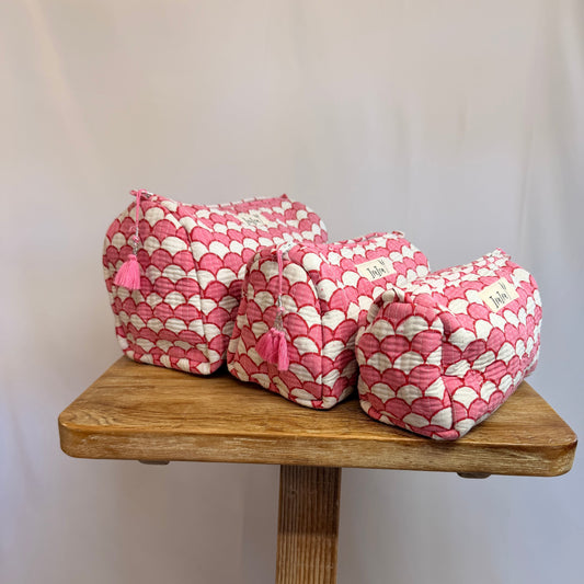 Cotton Quilted Cosmetic Bags - Set Of 3