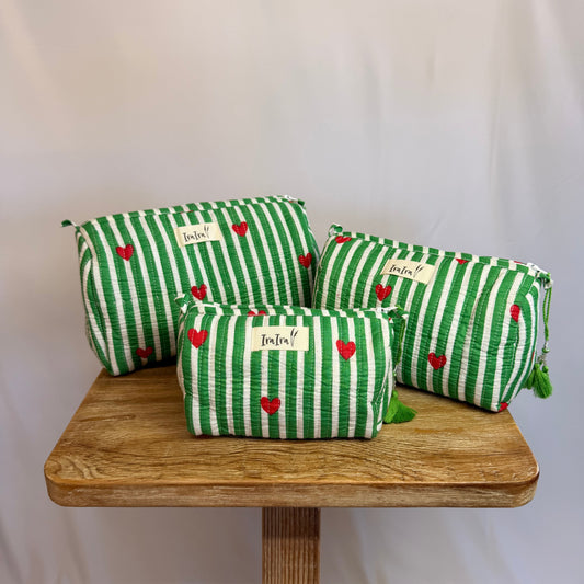 Cotton Quilted Cosmetic Bags - Set Of 3