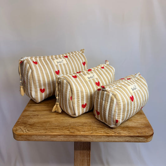 Cotton Quilted Cosmetic Bags - Set Of 3