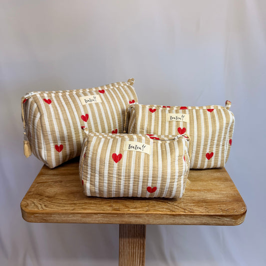 Cotton Quilted Cosmetic Bags - Set Of 3