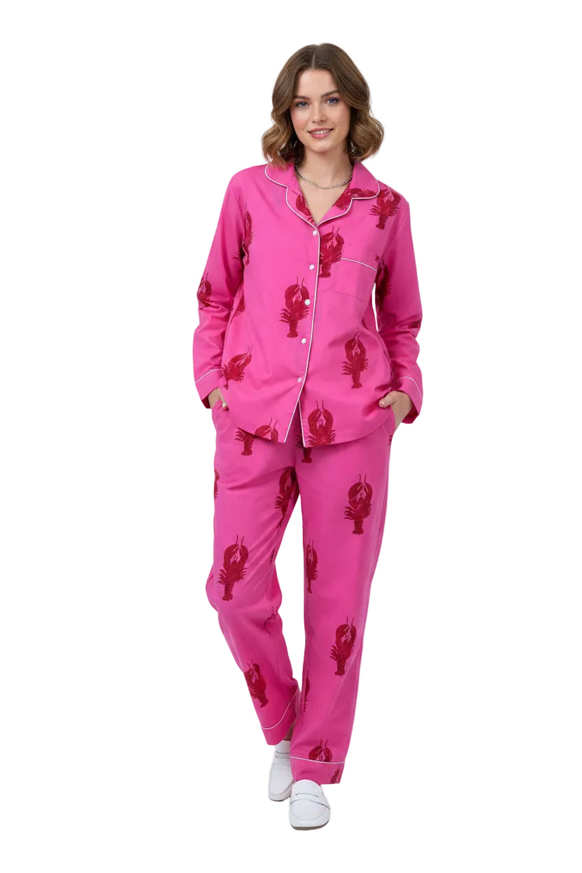 Cotton Lobster PJ Set - Pink/Long
