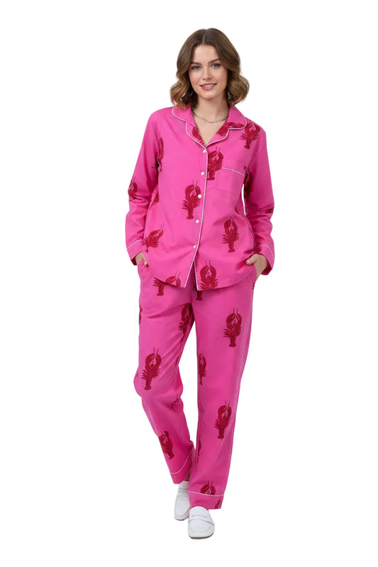 Cotton Lobster PJ Set - Pink/Long