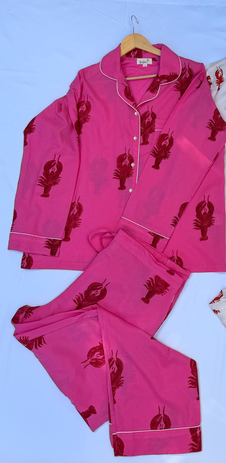 Cotton Lobster PJ Set - Pink/Long