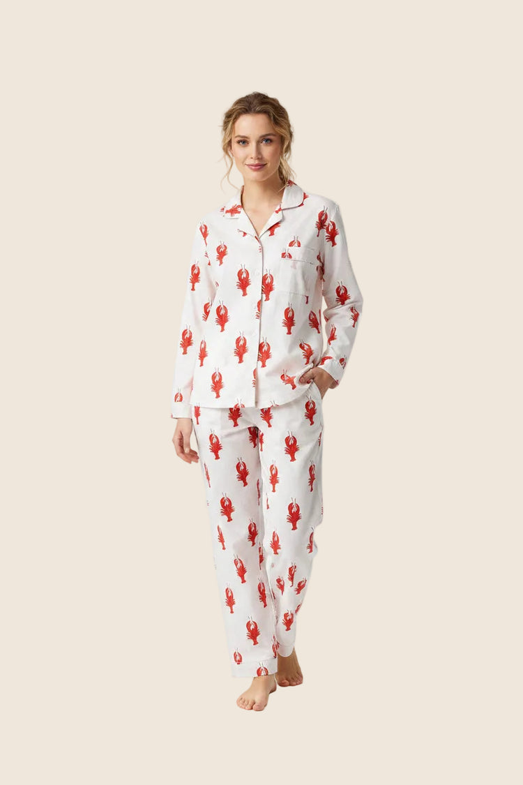 Cotton Lobster PJ Set - White/Long