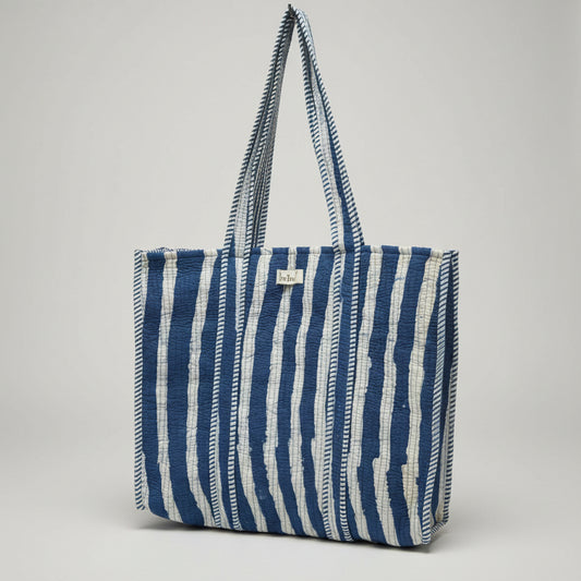 Reversible 100% Cotton Tote Bag - Indigo
