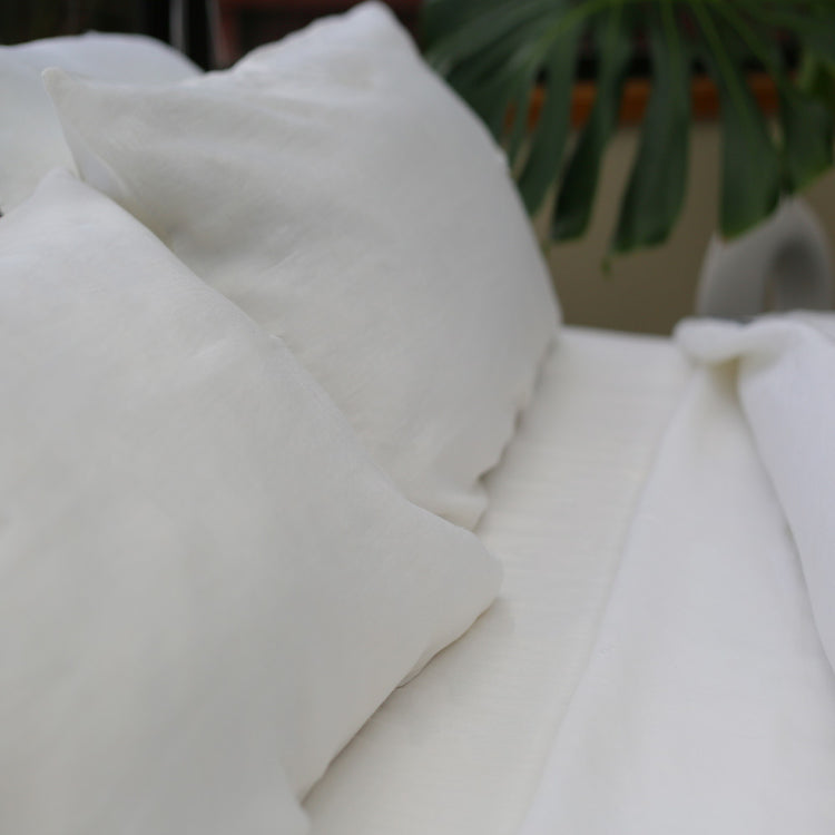 Ivory White Linen Flatsheet Set