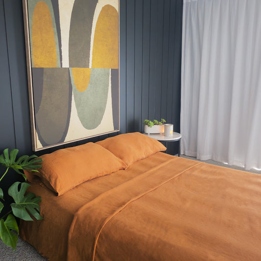 Spice Kissed Linen Flatsheet Set