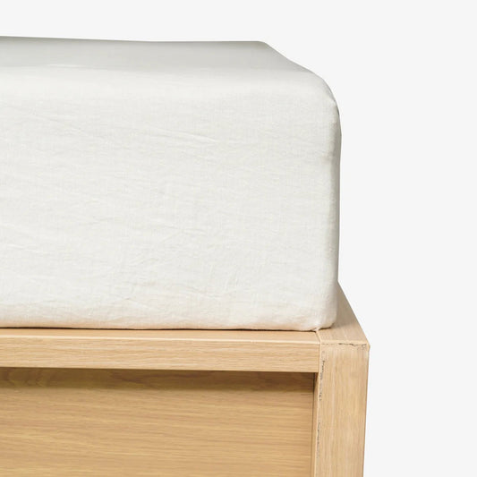 Ivory White Linen Fitted Sheet