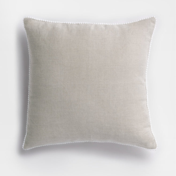 Linen Oatmeal Lace Euro Cushion Cover