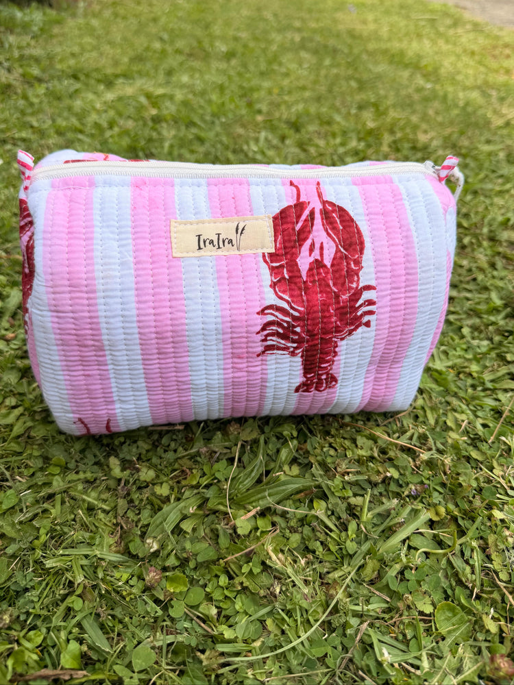 Cotton Quilted Cosmetic Bags - Set Of 3 | Lobster White