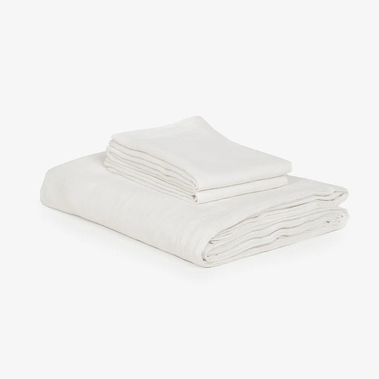 Ivory White Linen Flatsheet Set